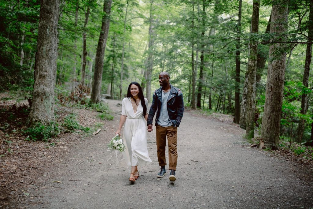 Interracial Couple Eloping in the Forest of Acadia National Park
