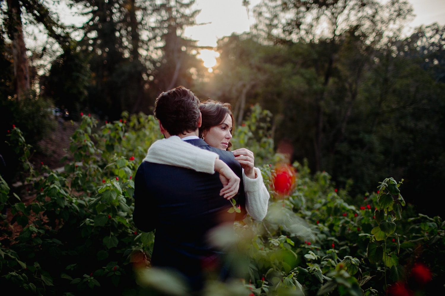 Couple Embracing During their Elopement in Big Sur California