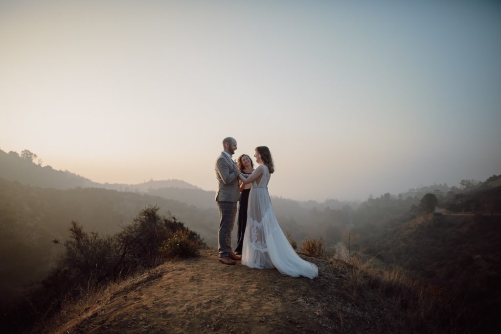 Couple Eloping at Sunrise in Griffith Park Los Angeles