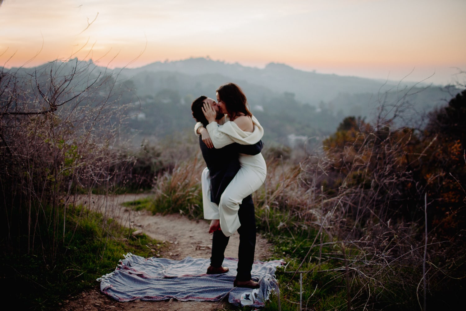 Just Married Couple at Sunset in Malibu California Canyon