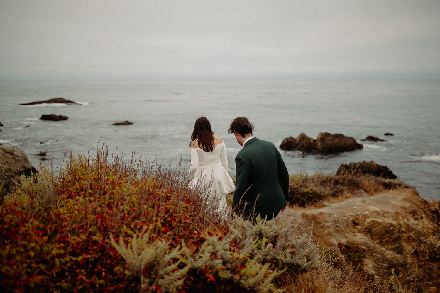 Couple Eloping on the Bluffs in Big Sur California