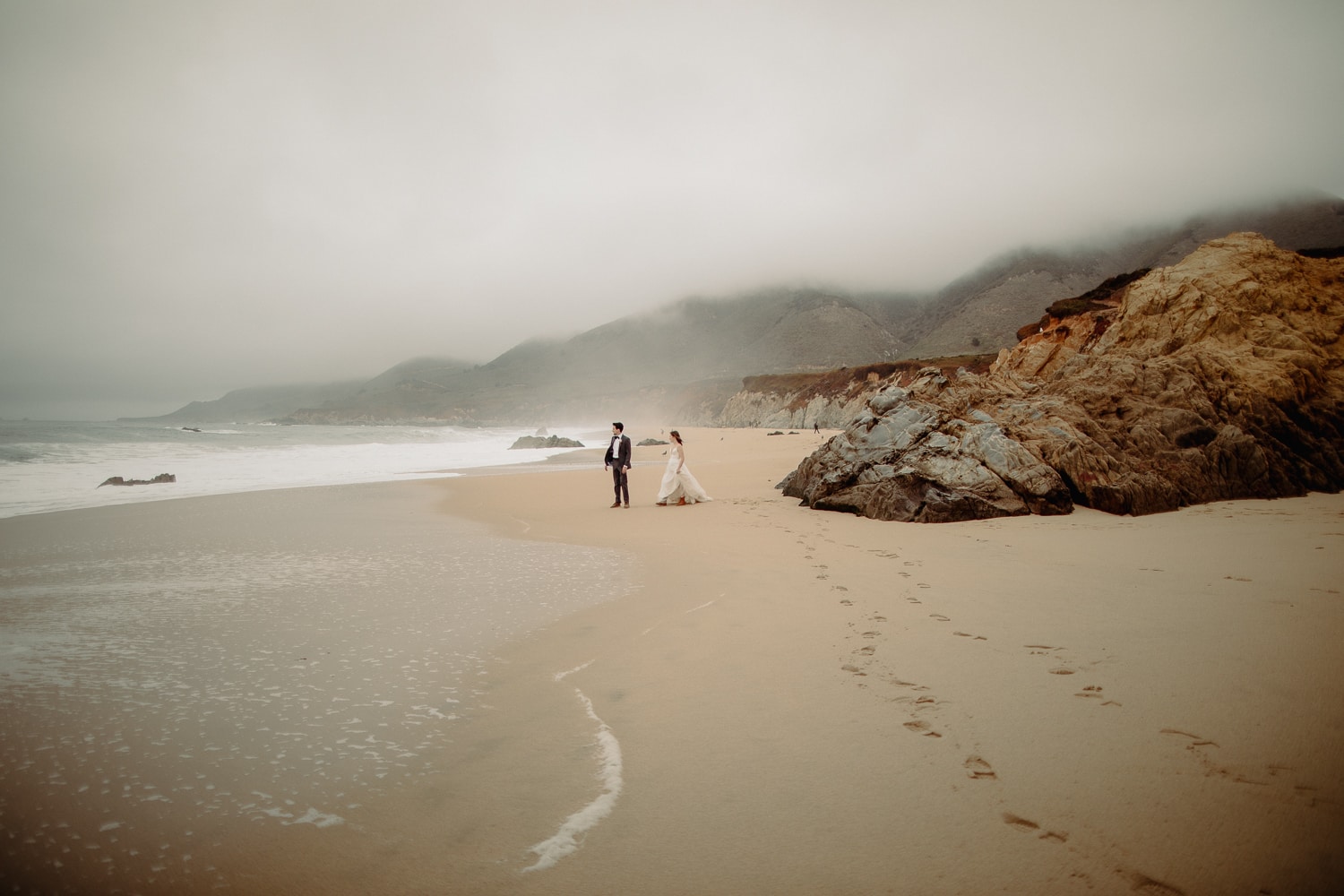 Couple Eloping on the Beach in Big Sur California