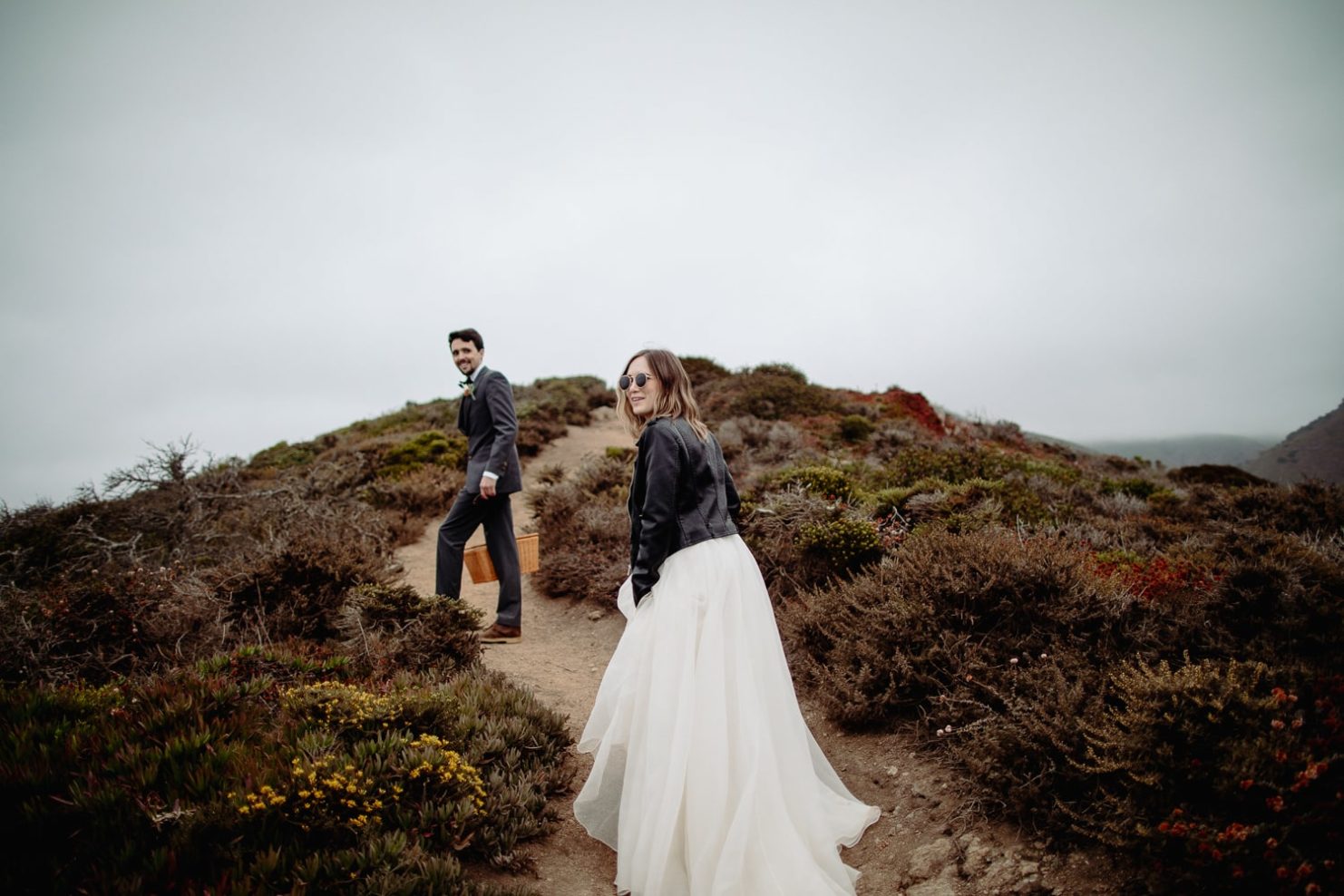 Couple Eloping with Leather Jacket in Big Sur California