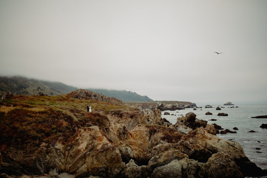 Couple Eloping on the Dramatic Cliffs of Big Sur California