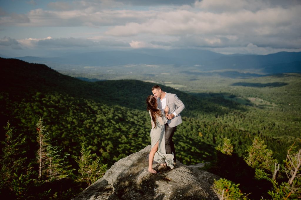 Couple Eloping on Cadillac Mountain in Acadia National Park Maine